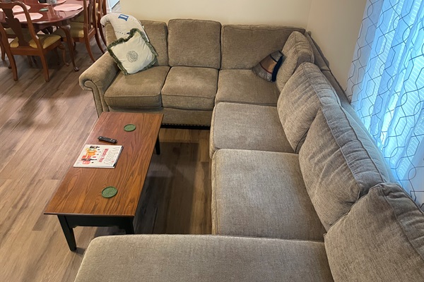 Comfortable sectional couch in main living area