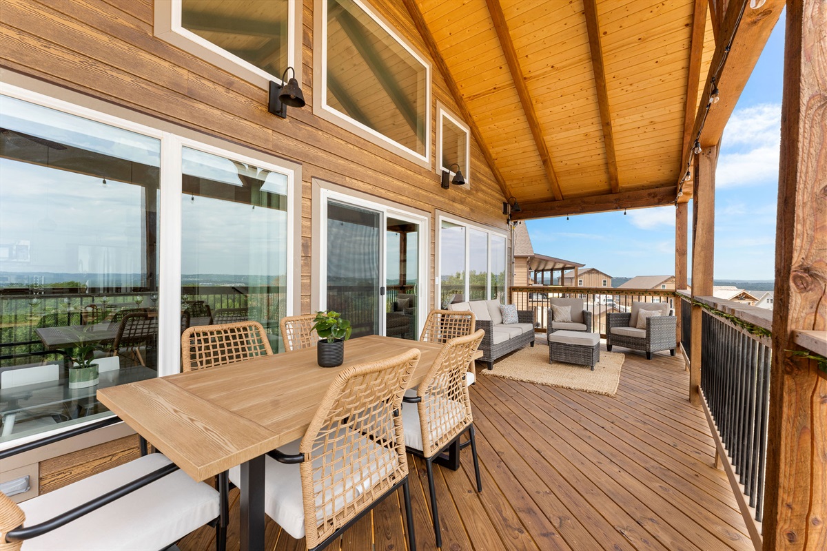 Enjoy dinner on the back deck overlooking the lake!