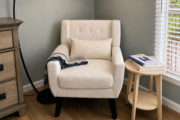 Curl up with a good book, enjoy your morning coffee, or unwind in this cozy reading nook beside the window—a quiet spot all your own inside the king suite.