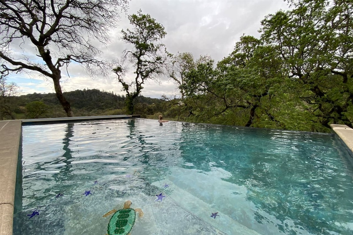 This photo depicts the peacefulness of the heated pool surrounded by the cool stillness of a January morning.