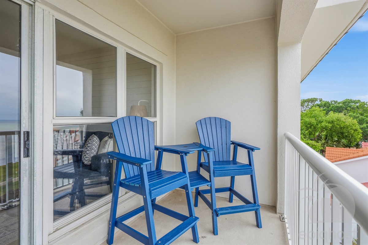 Private balcony with seating for two