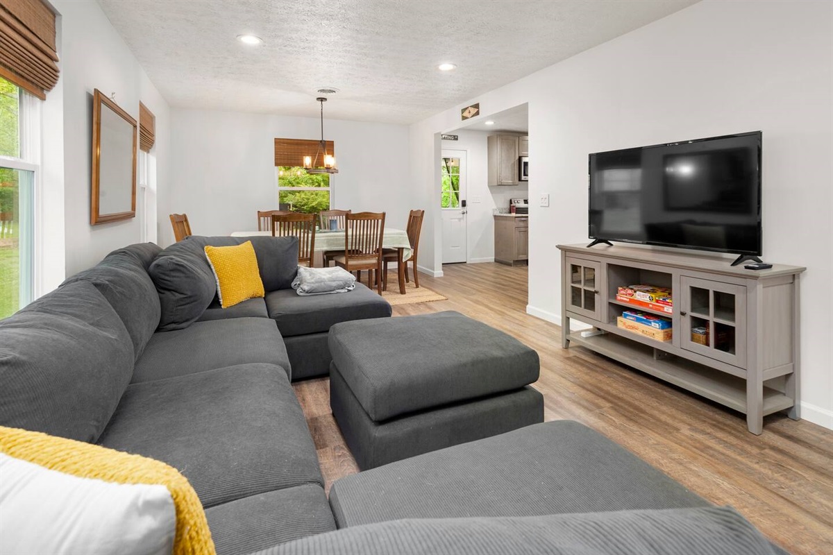 Brand new, super comfy couch in the living area doubles up as an extra sleeping area. 