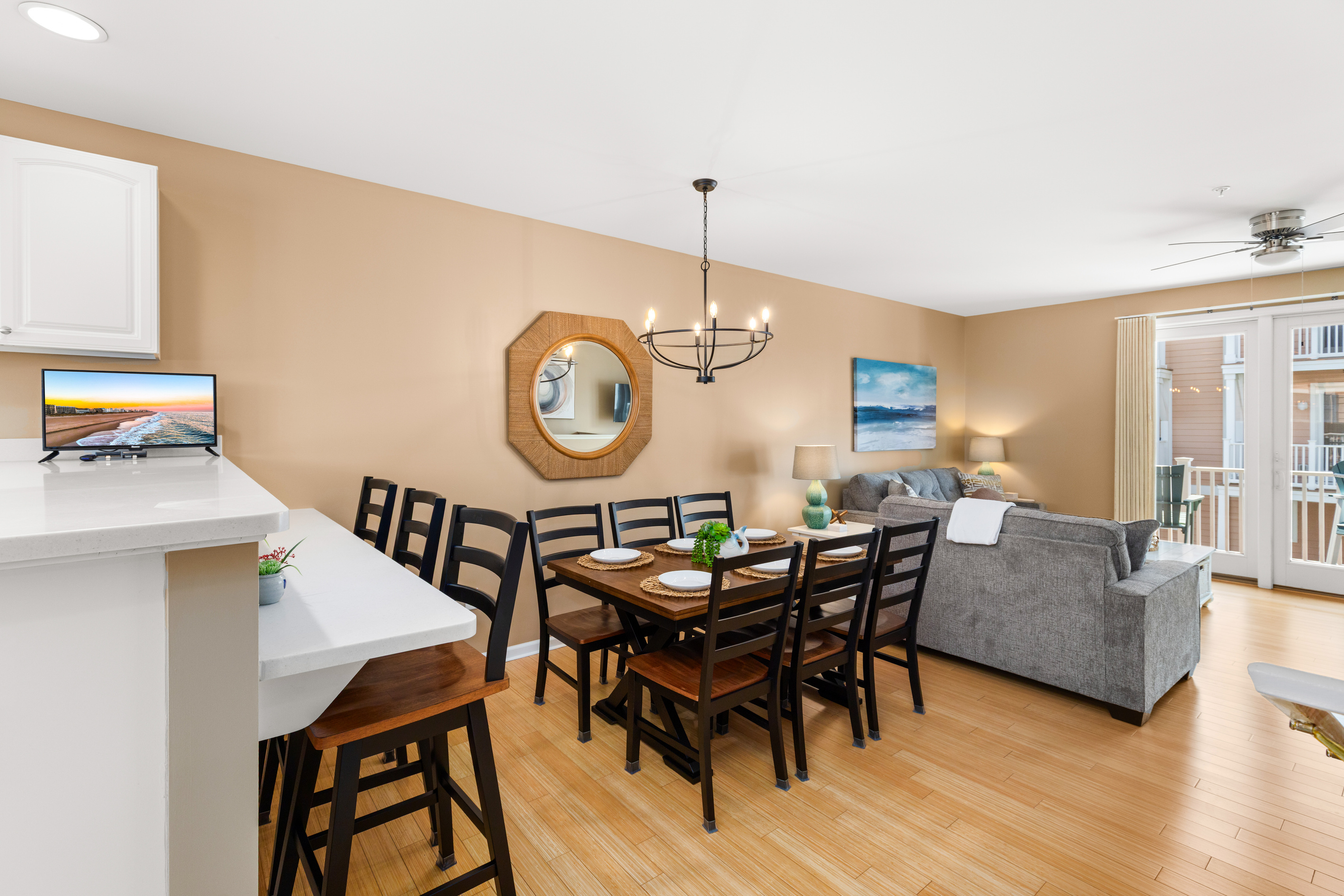 3 Bar Stools and Additional TV