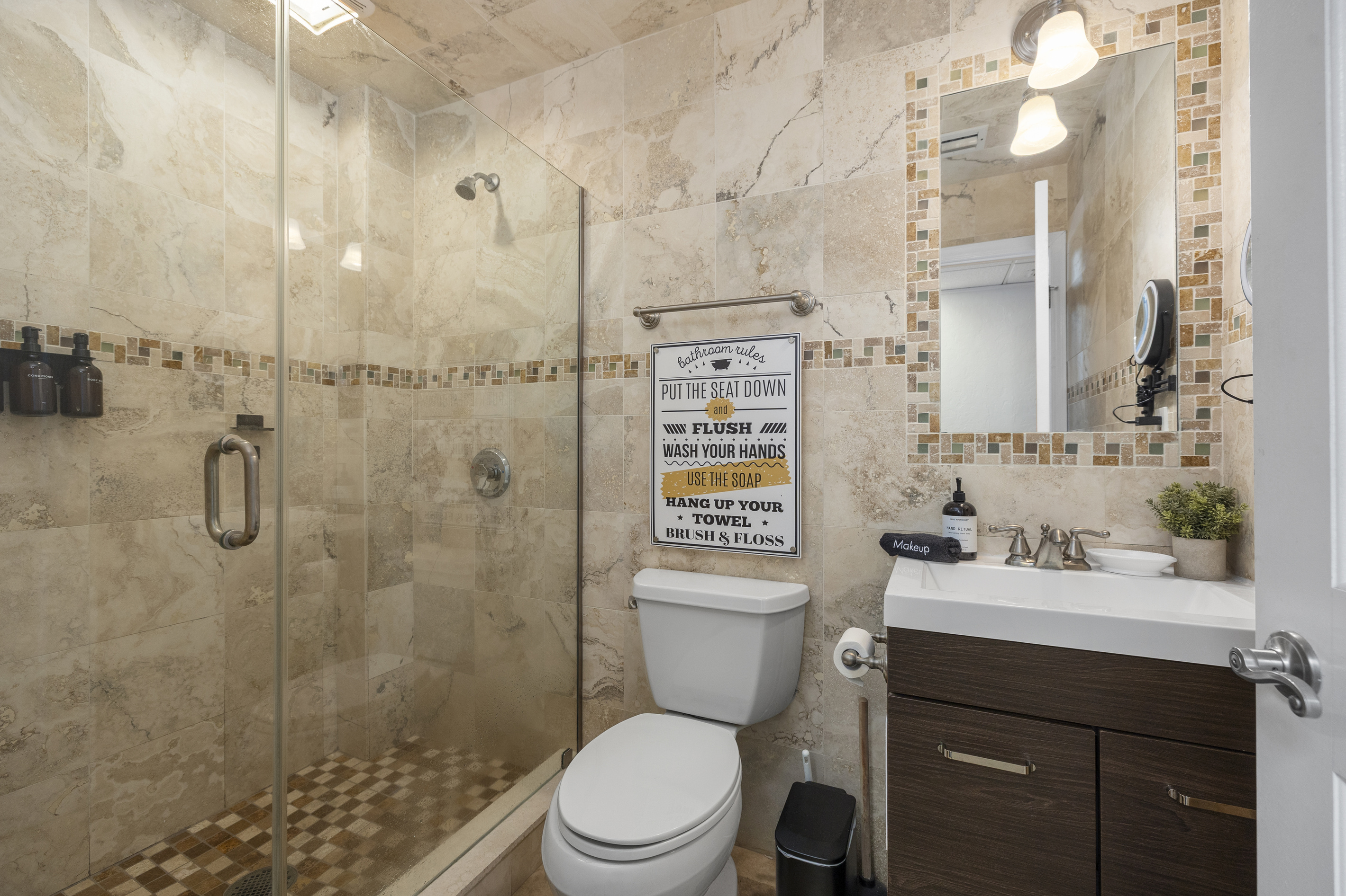 The aquarium bunk room has it's own on suite bathroom.