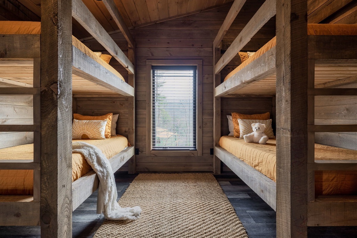 The bunks were built into the room by a local craftsman using extra home beams