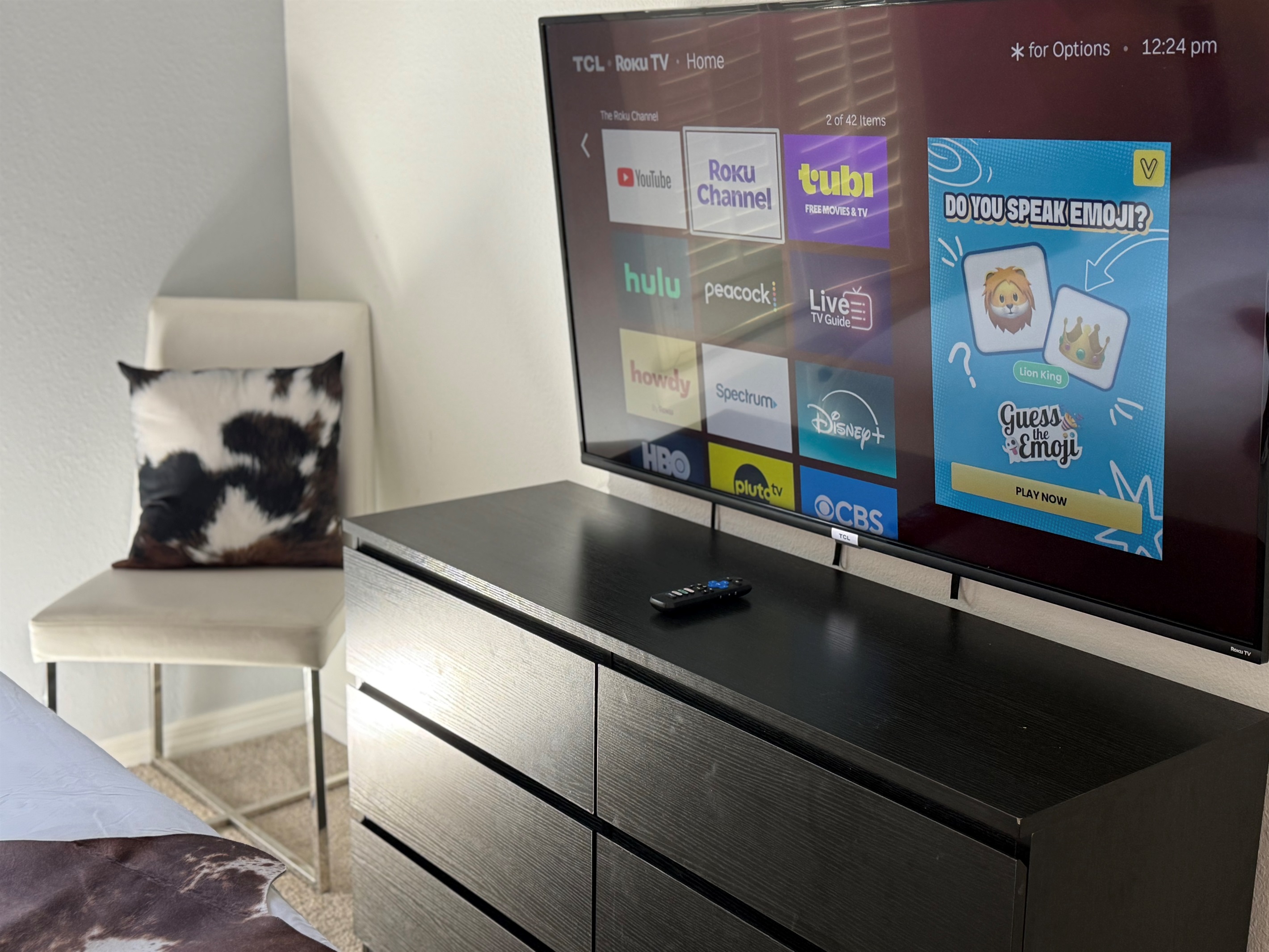 Experience premium in-room entertainment with 50” smart TVs in every bedroom