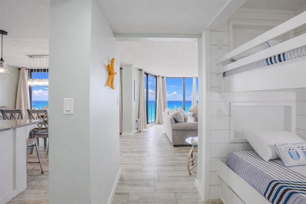 Bunk nook in the hallway as you approach the living area