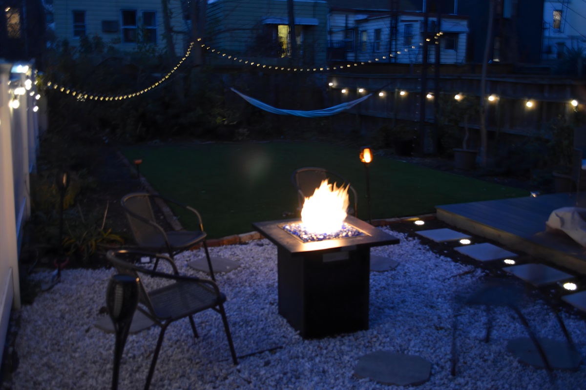 Unwind after exploring around the fire pit, letting string lights and fresh air turn the evening into your favorite part of the day