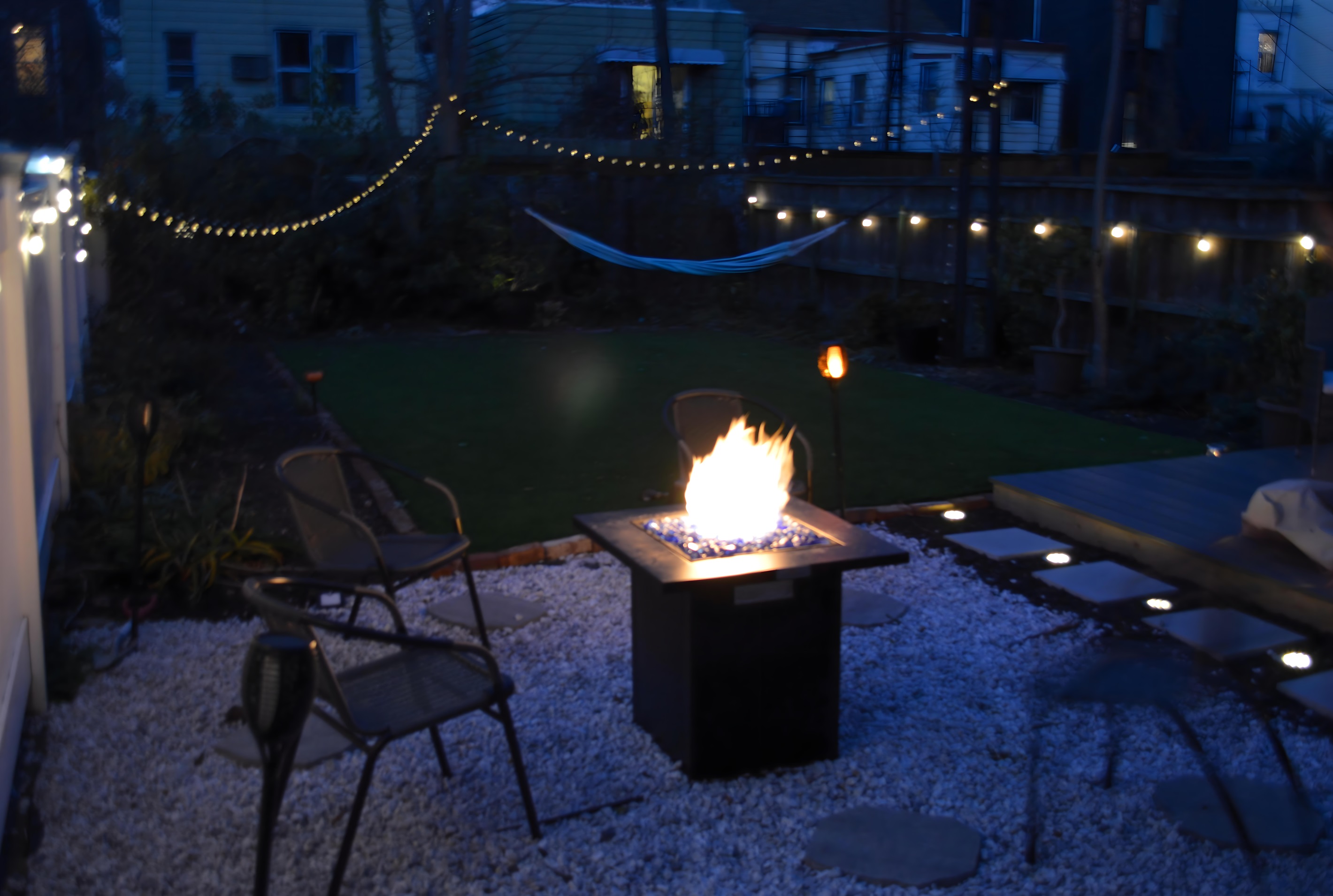 Unwind after exploring around the fire pit, letting string lights and fresh air turn the evening into your favorite part of the day