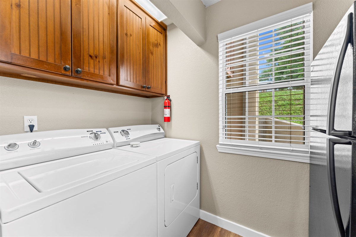 Enjoy all the comforts of home even on vacation with your own washer and dryer.