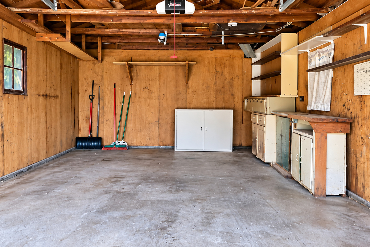 Private garage offers convenient covered parking and extra storage during your stay.
