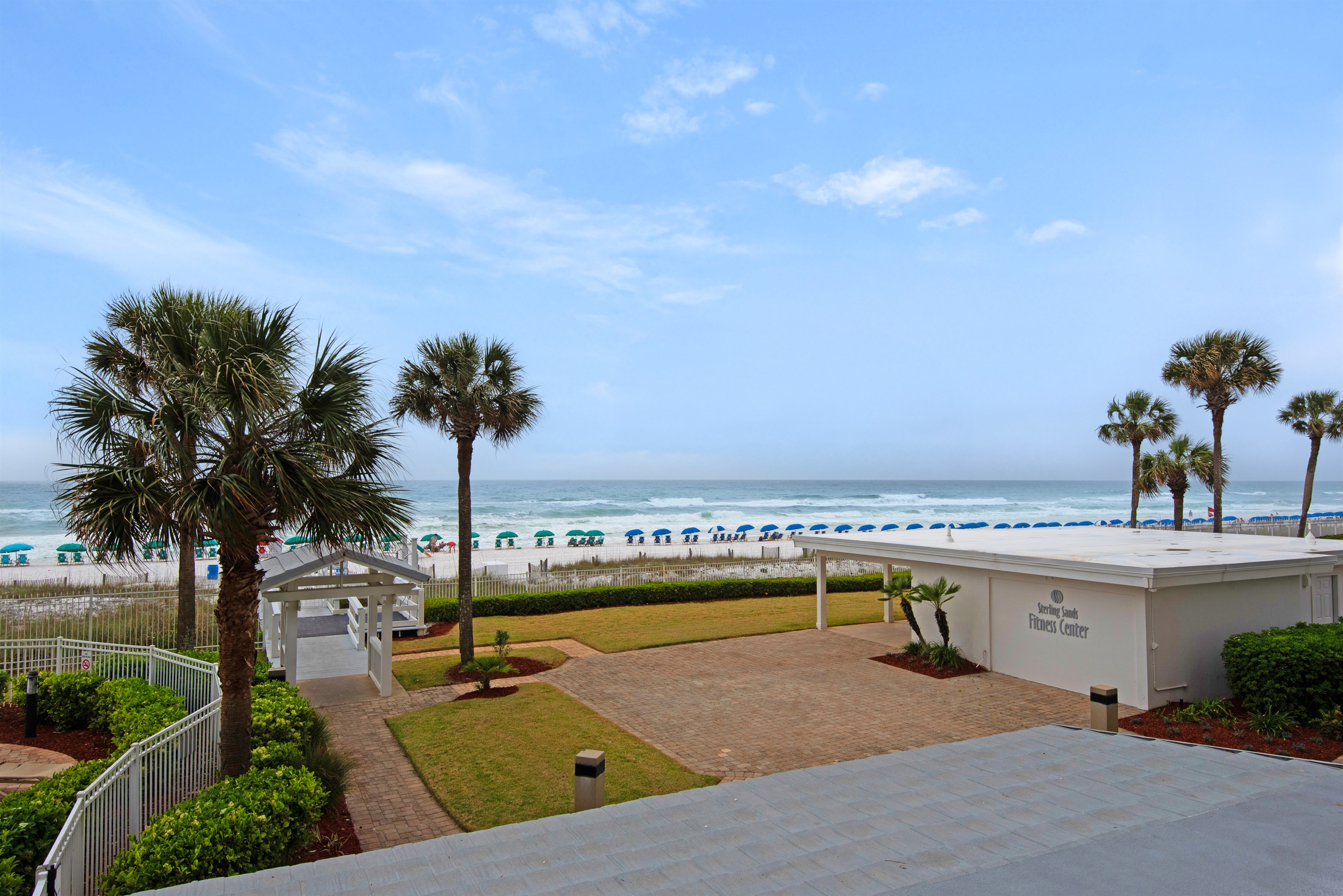 Resort grounds and beach walkway