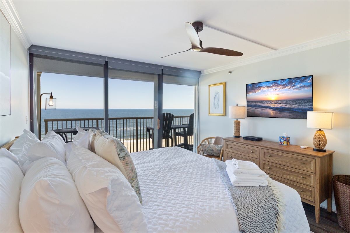 Bedroom 1 - King bed and direct balcony access