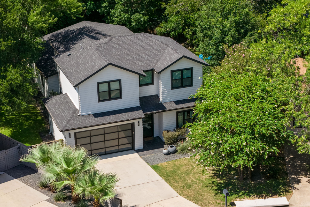 Large modern home from a birds eye too!
