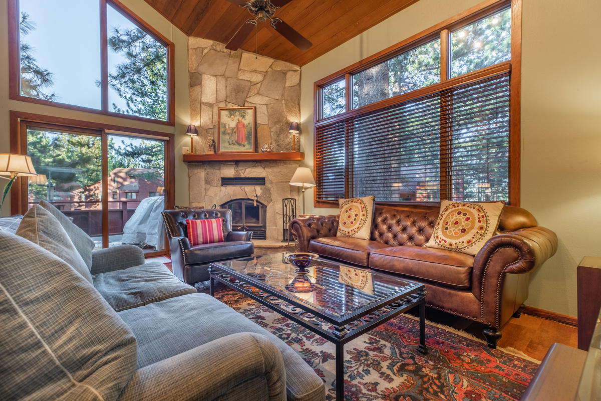 Sun-filled sitting area overlooking the outdoors.