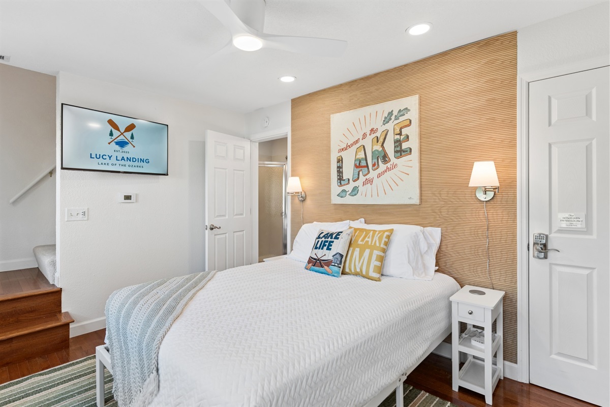 A lower-level private Queen suite, everyone gets space to relax.