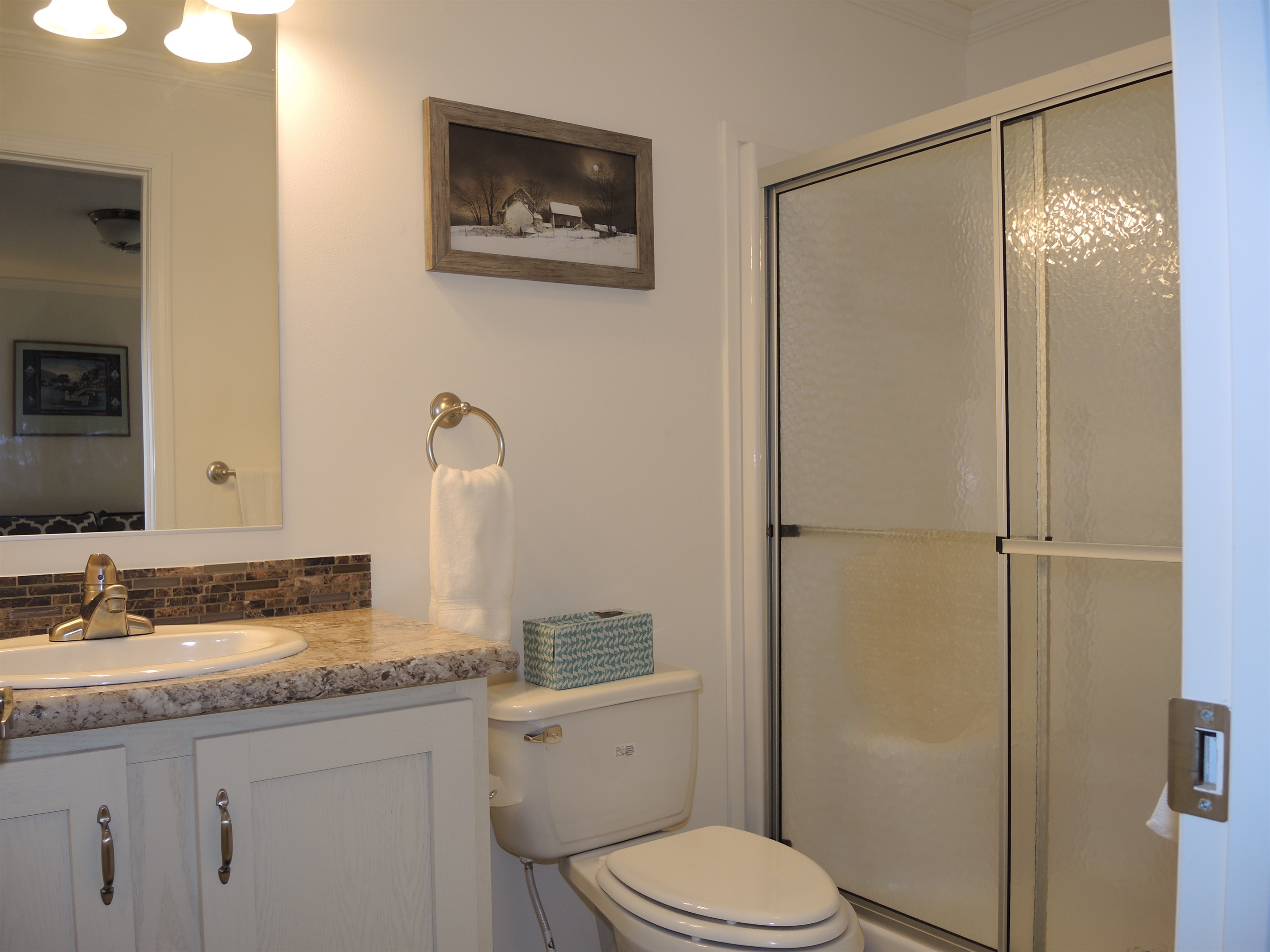 Ensuite bath with shower