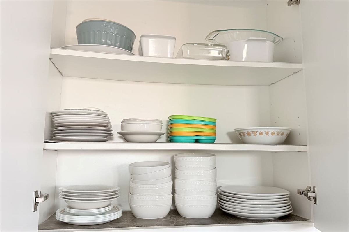 our house is fully stocked with all your kitchen, cooking, and eating needs.  Including baby essentials!