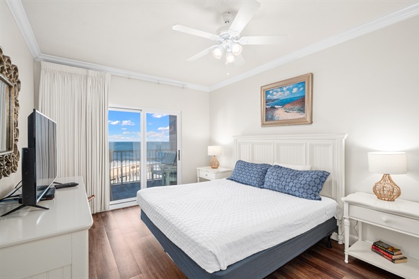 Master Bedroom with balcony access and on suite bathroom King Bed
