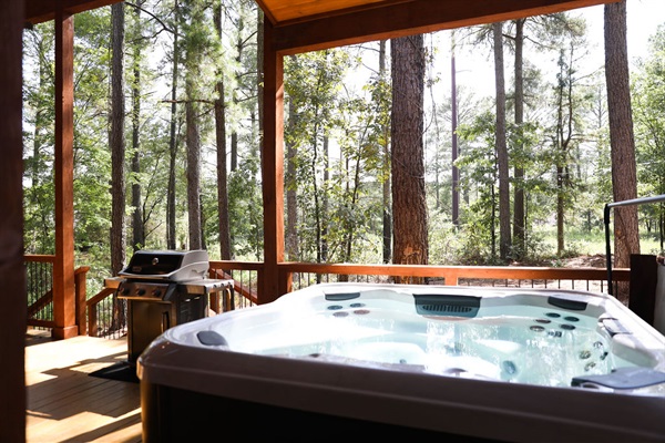 Relax in the hot tub with room for 7. 