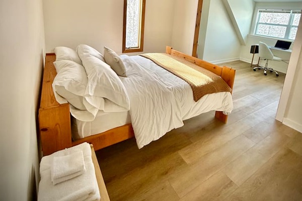 Bedroom with Full Bed and Workspace
