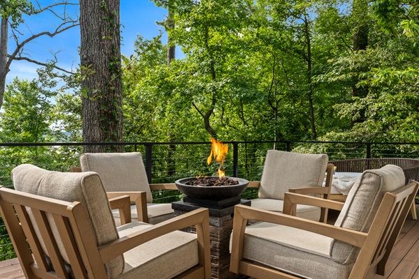 Firepit with lake views