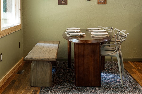 Whether it's delivery or homemade, a meal around this table will be special.