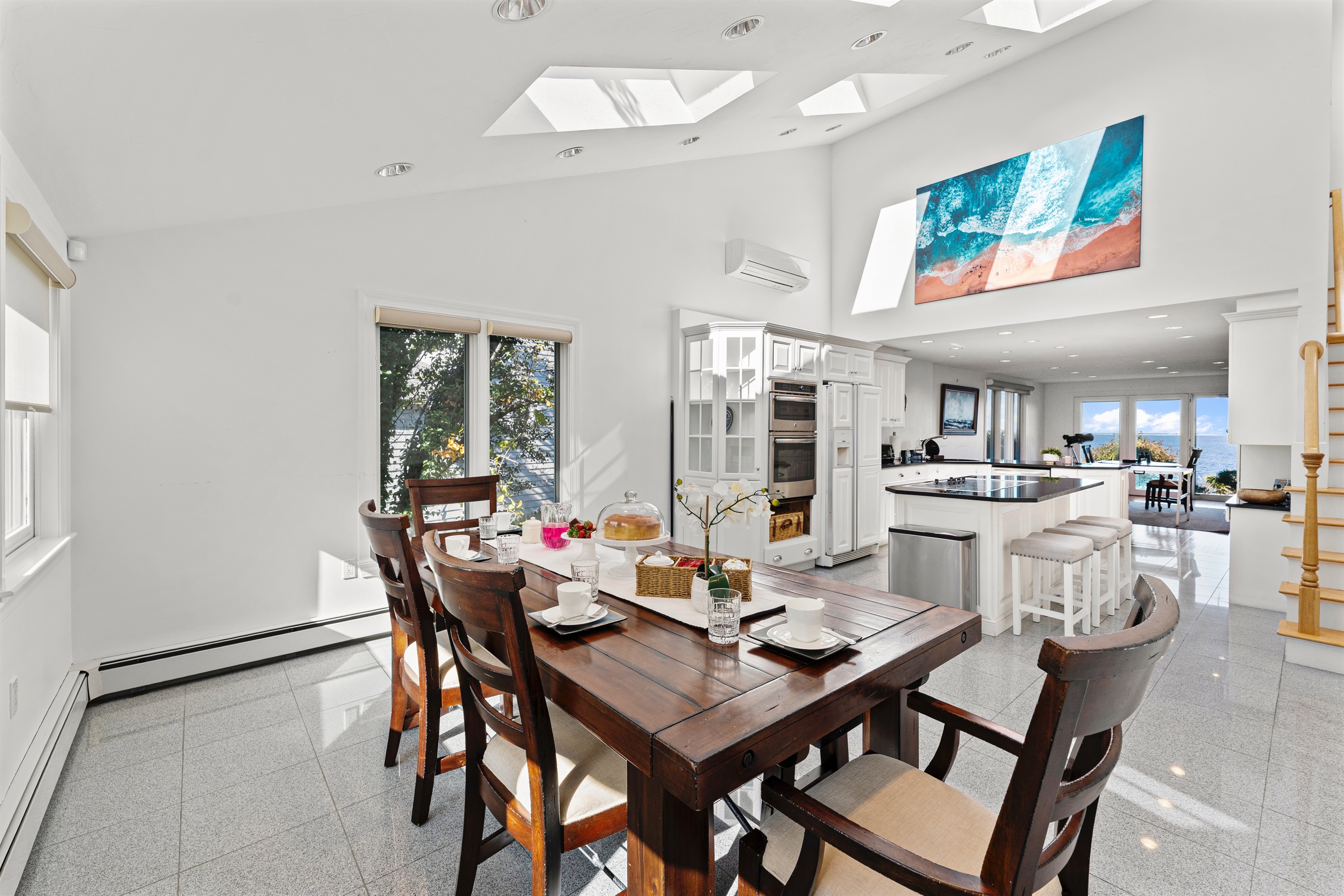 A cheerful dining area with plenty of natural light.