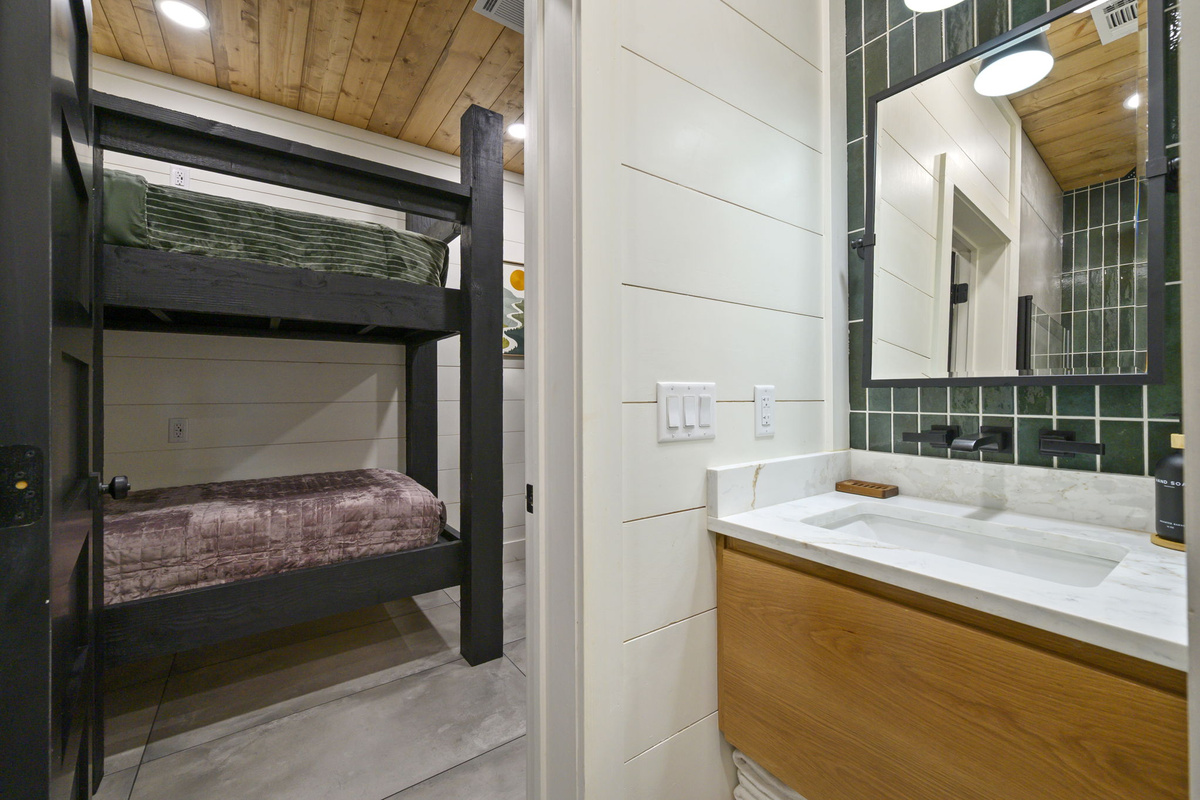 Private bathroom with walk in shower for bunk room