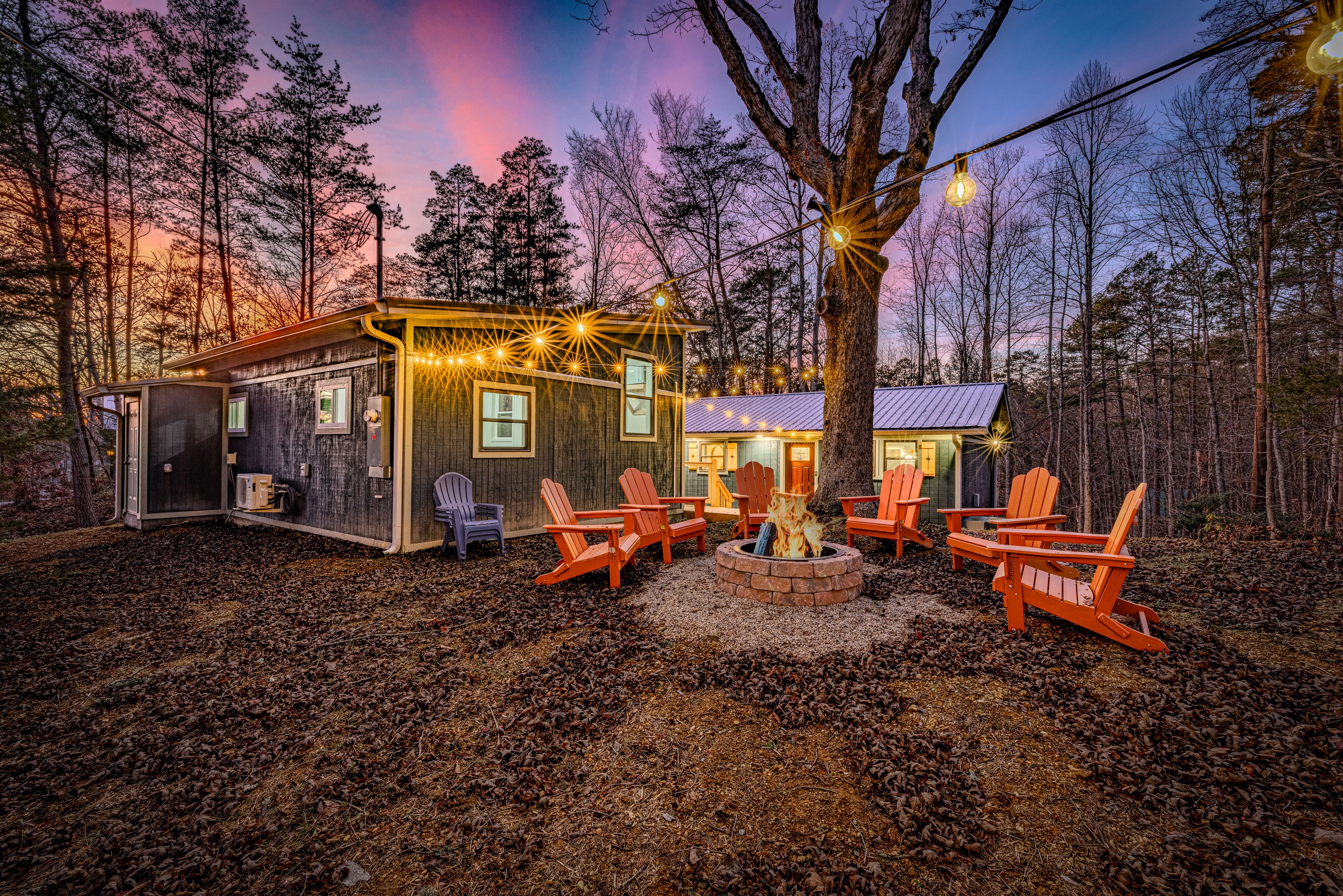 The ultimate outdoor retreat! Tucked away near the main house, this spot offers privacy and a classic mountain experience.