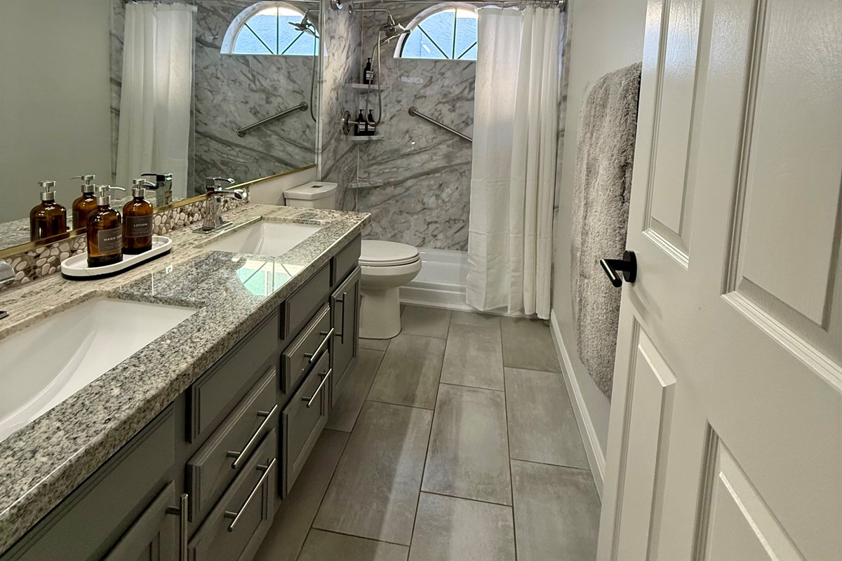 Upgraded Bathroom 2: Dual Vanity, Grab Bars