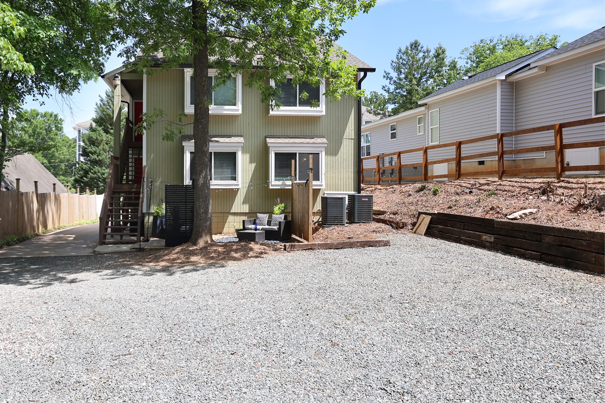 Rear of property with shared parking lot