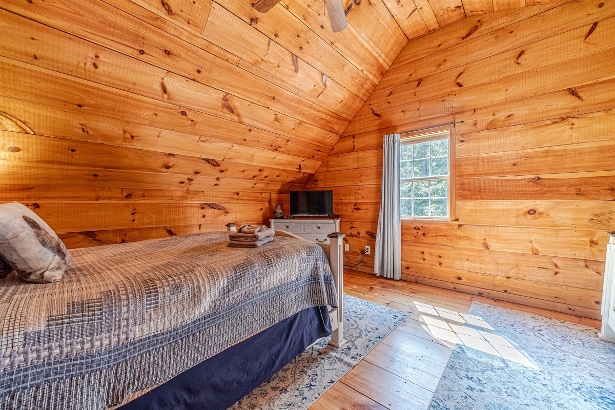 Smart TV in Guest Bedroom with Lots of Natural Light