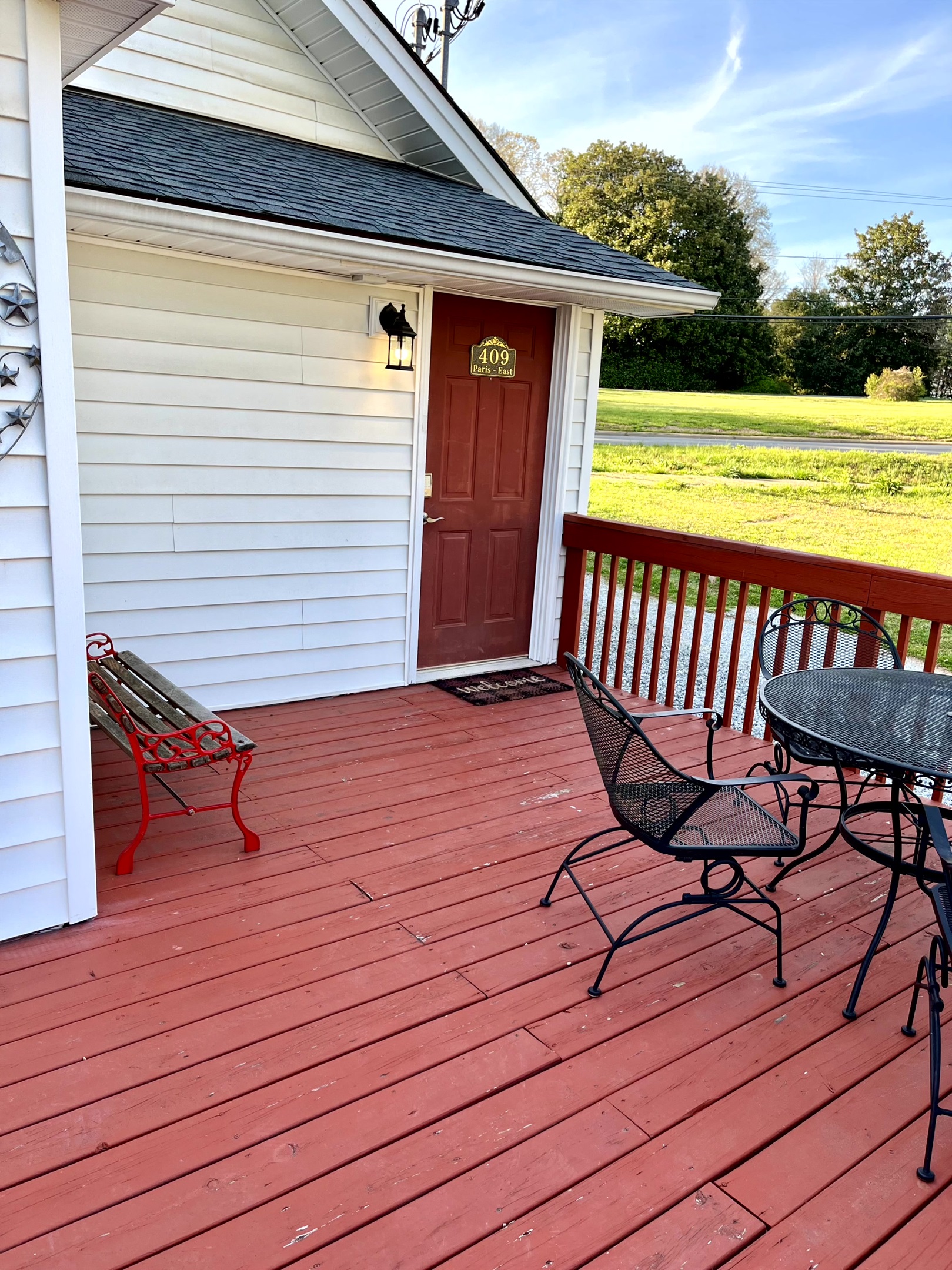 Main entry door located on the back porch