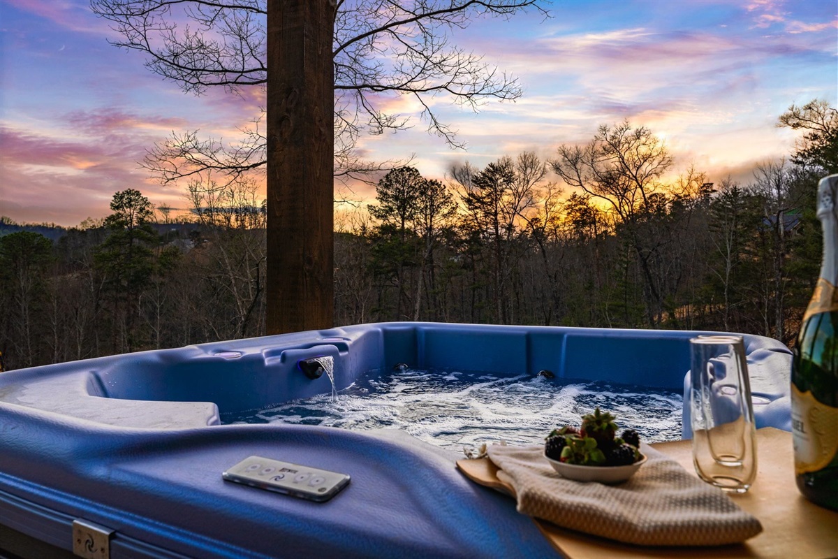 Hot tub backdrops like this are something that stay with you forever 