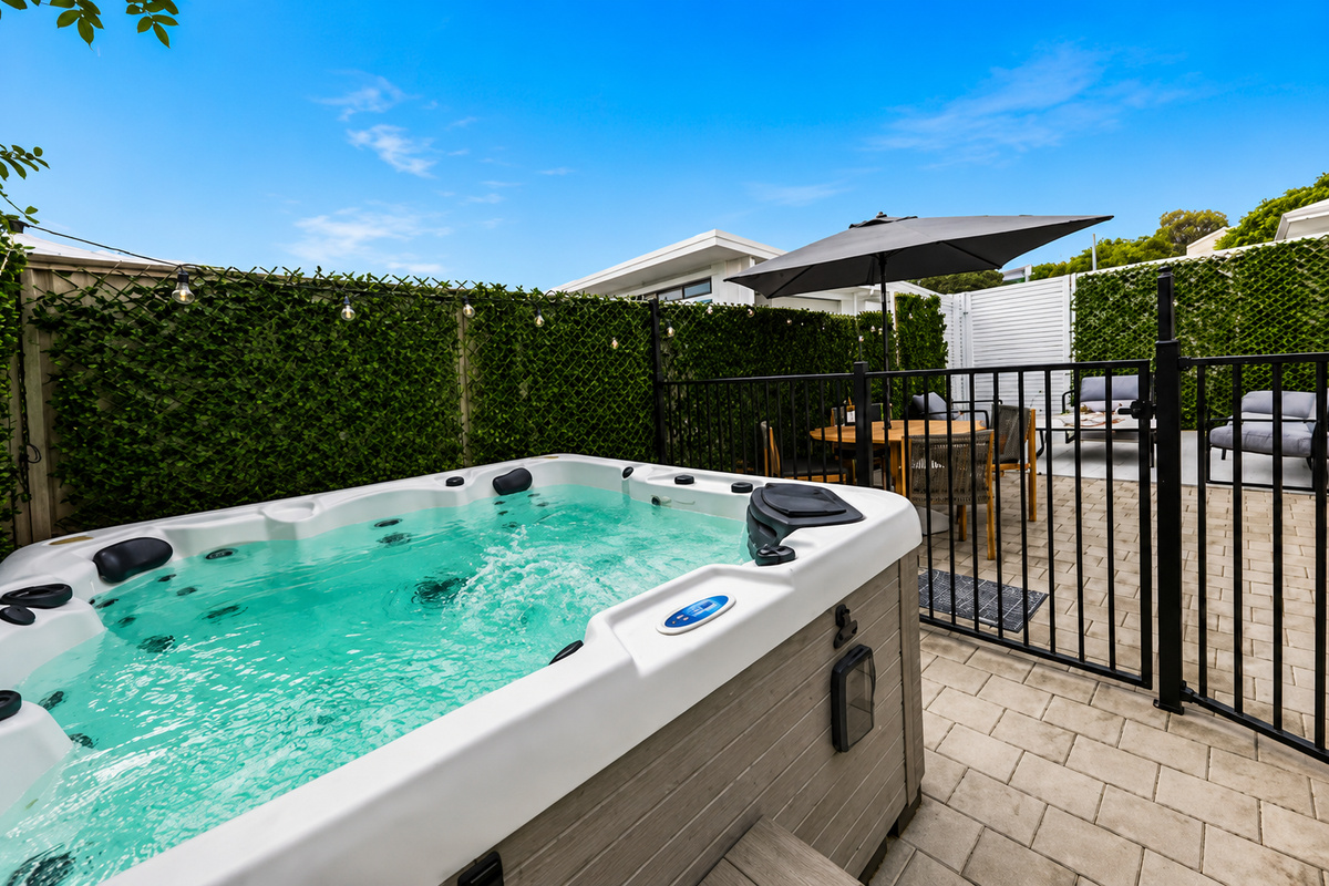 The private courtyard spa at The Duchess of Duke is set at 38°C year-round, adding a dedicated wellness feature to the home.