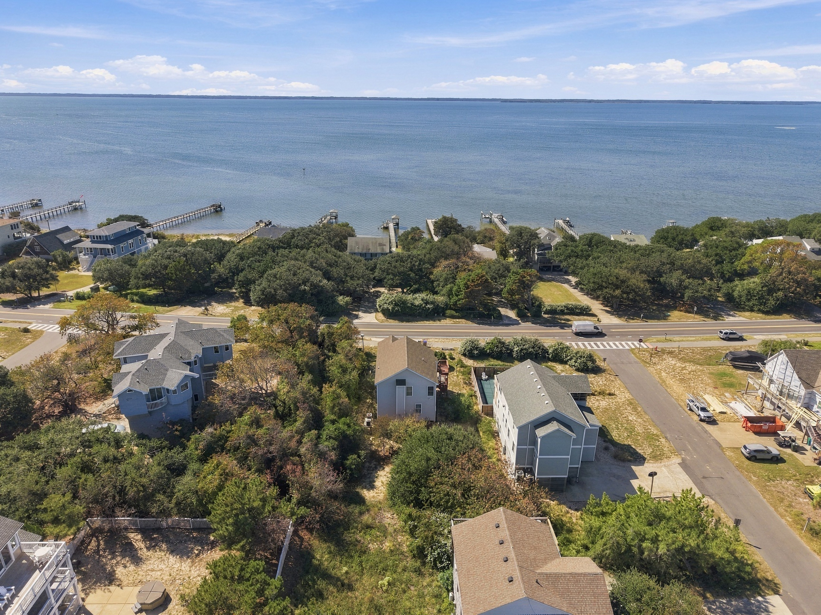Sunny Lagoon's neighborhood from above, steps from the Currituck Sound.