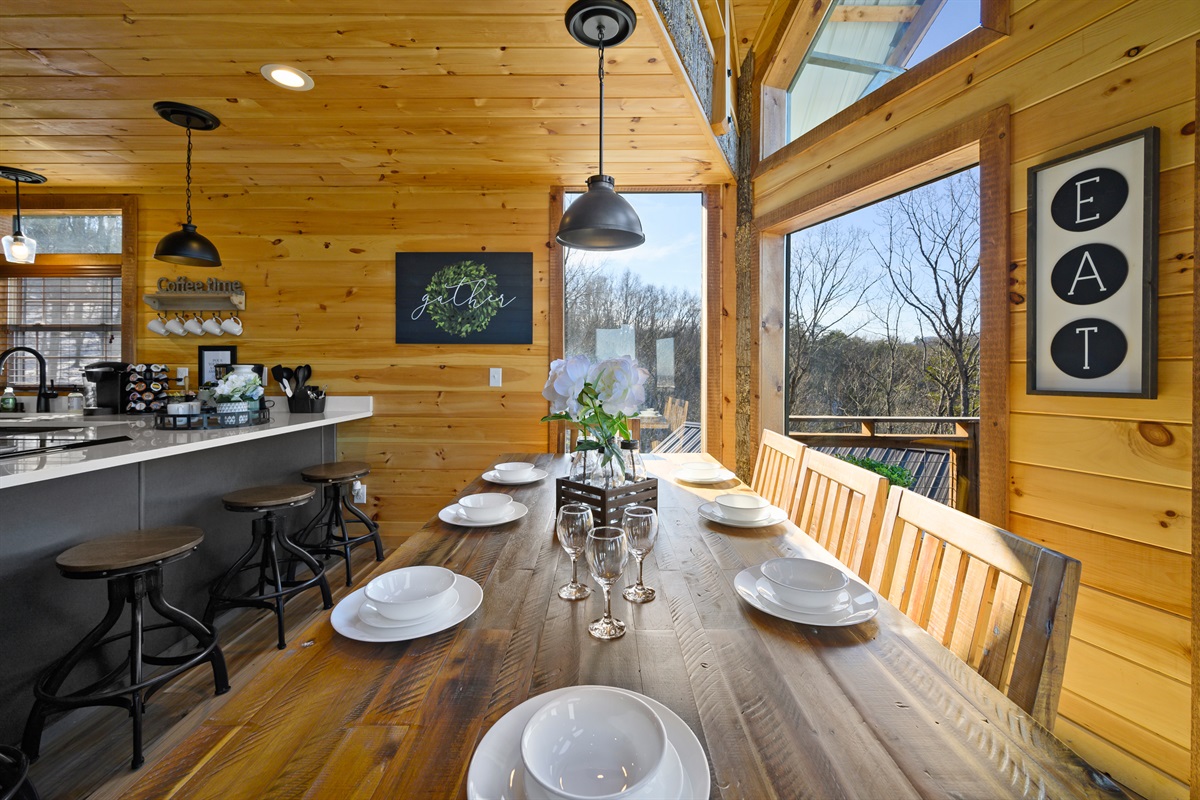 Cypress Dining table with counter seating