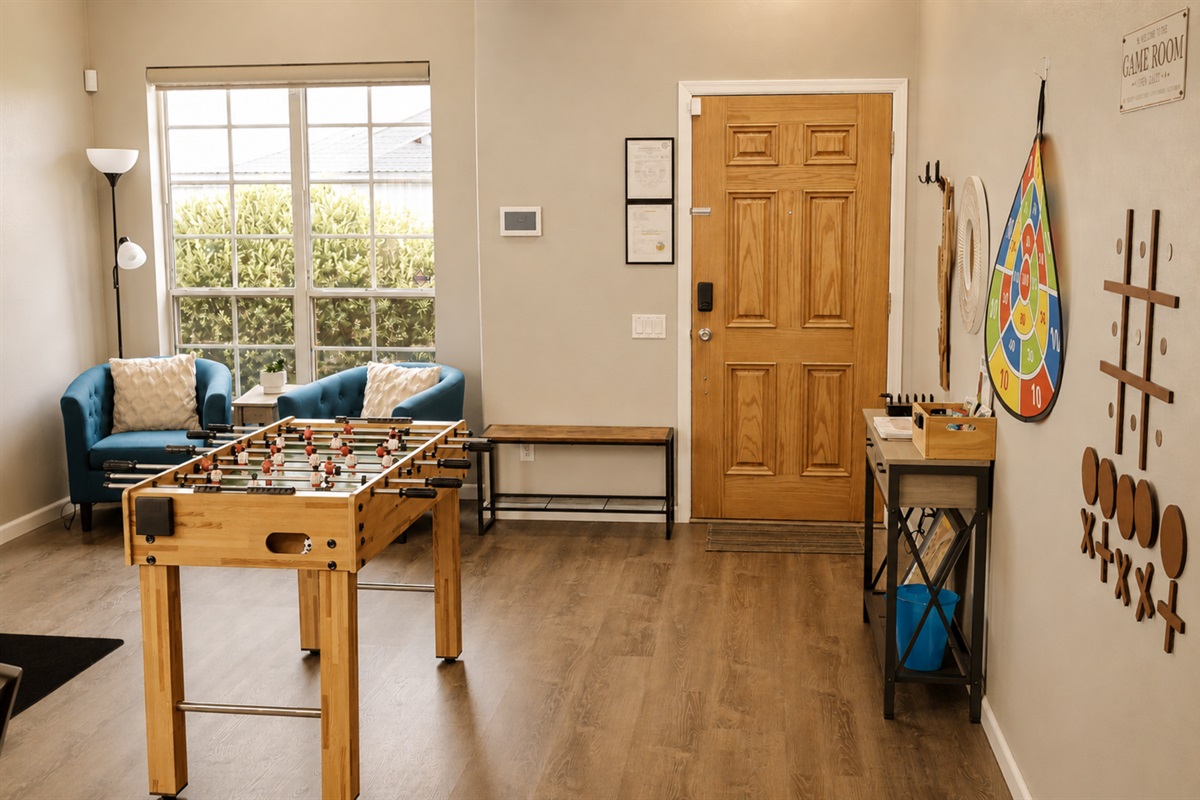 Lots of fun games for the whole family but it also has a dedicated workspace and a quiet corner for conversation or to read a good book.