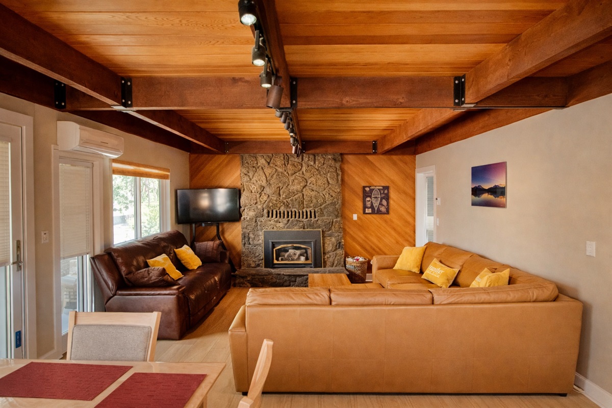 From cozy fireside evenings to cool, comfortable summer days, this space is designed for year-round relaxation.