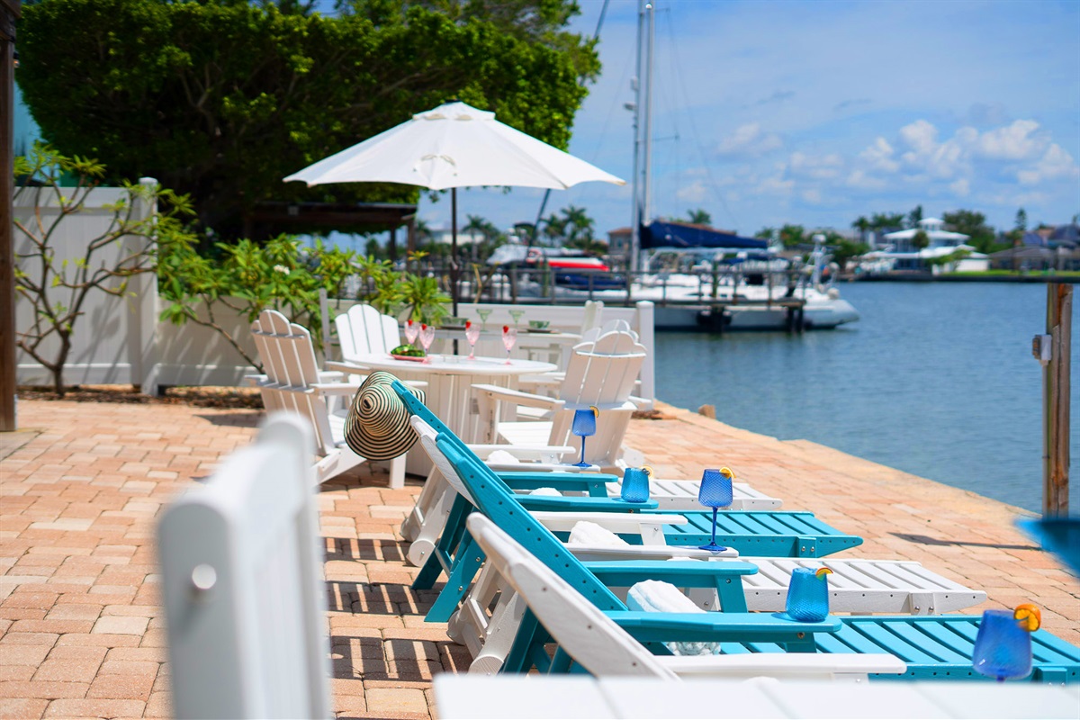 After paddle boarding, lougers are ready for you to tan.