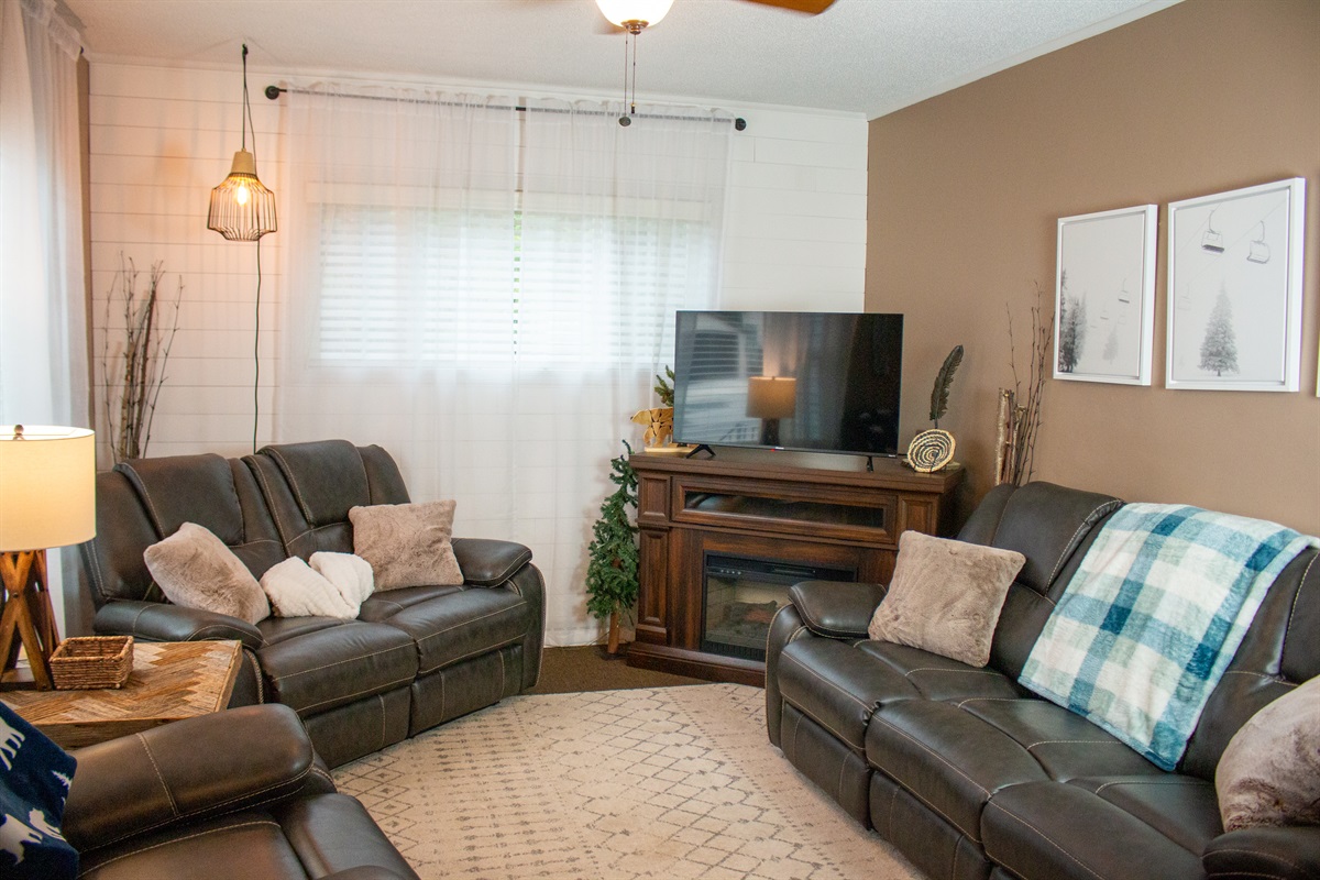 Elegant and cozy—relax in this stylish living space after a day of adventure.