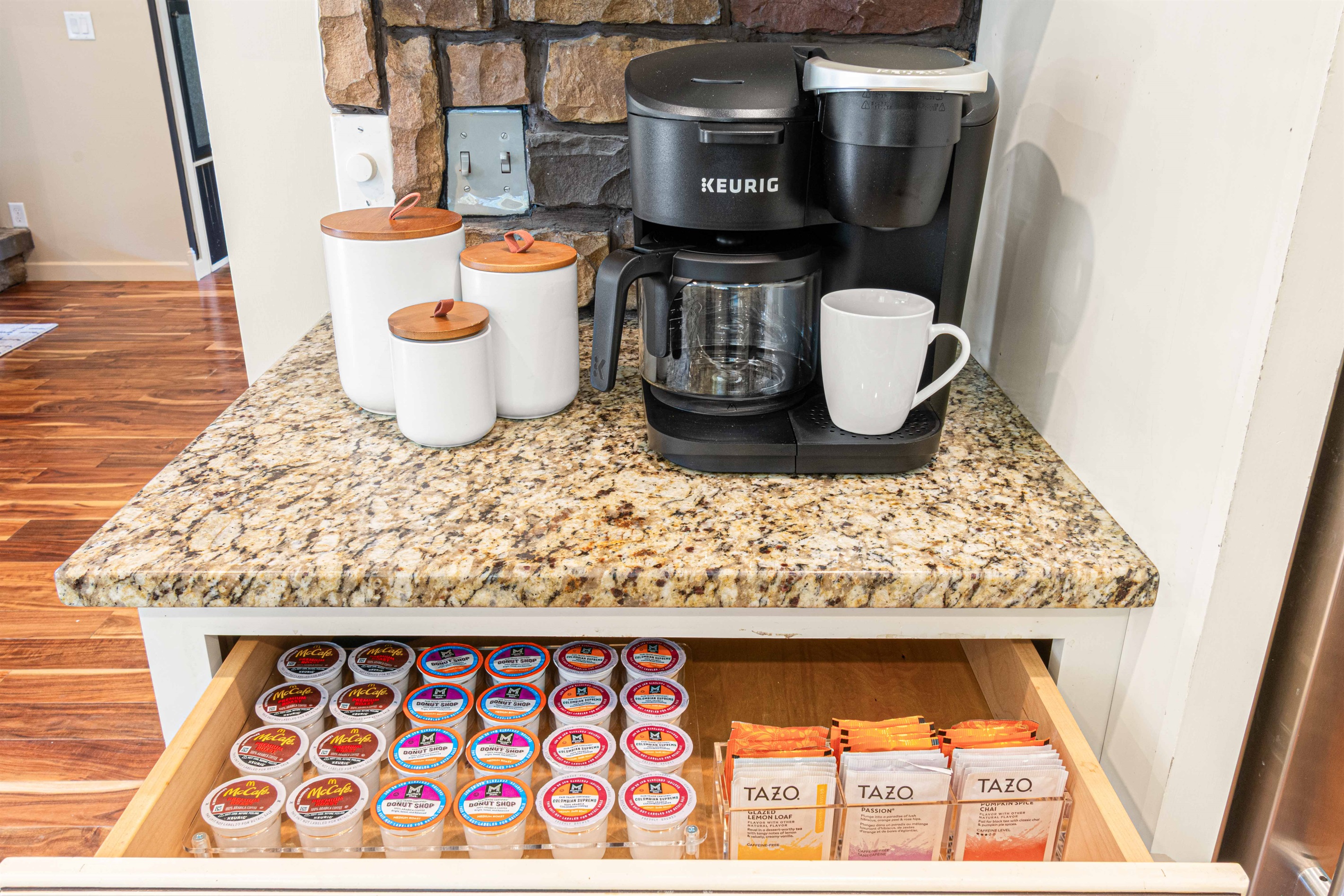 Double Keurig coffee maker with an additional single serve Keurig