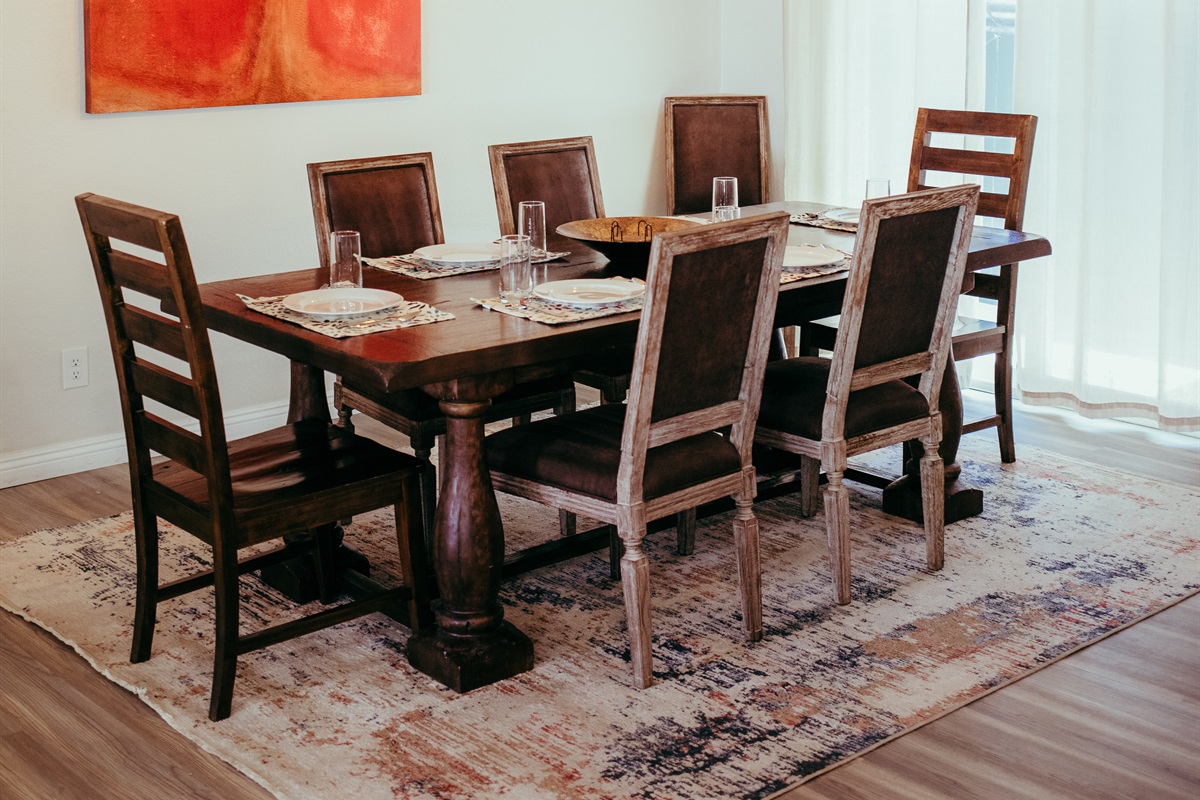 Gather, dine, and unwind in this warm and inviting setting.