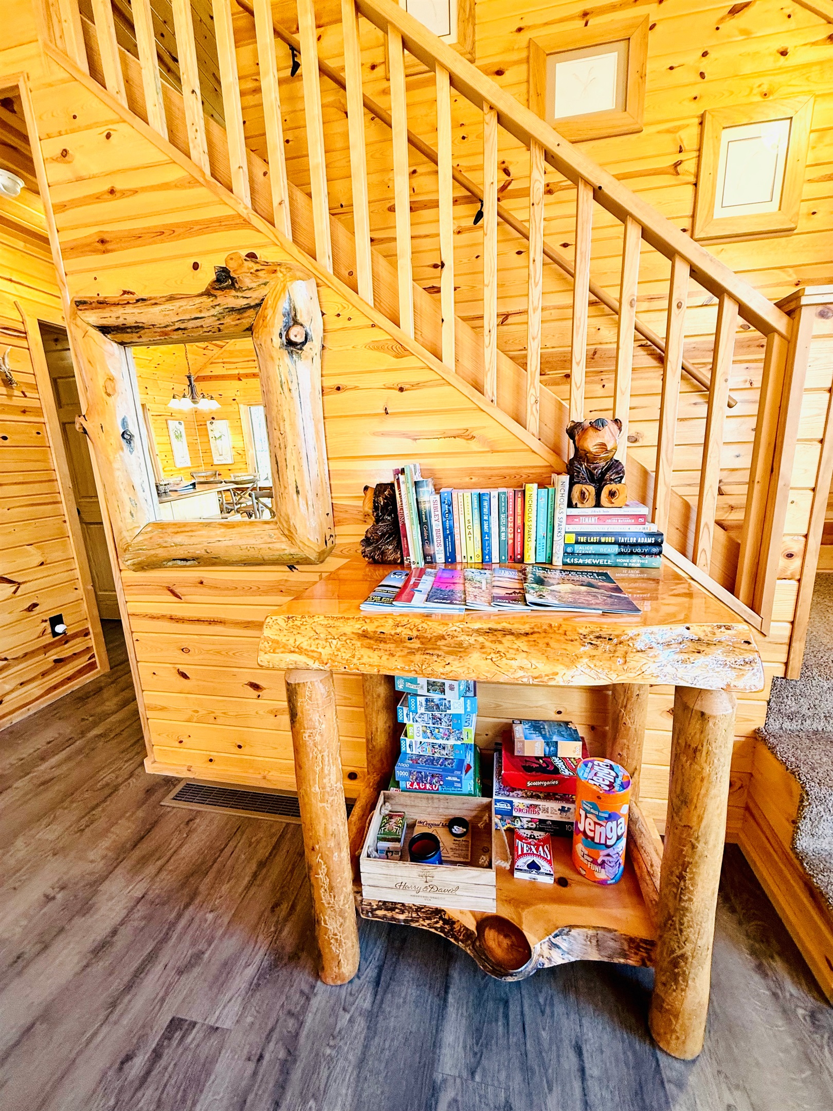 Lots of board games and books for rainy days.