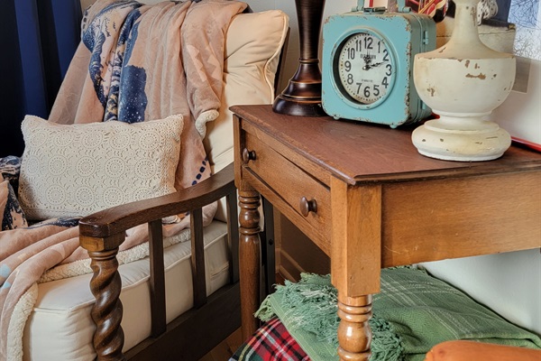 Curated antiques bring a sense of soul, a calmness, a familiarity into the space.