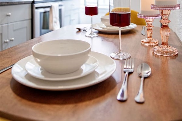 Cozy dining area for two, perfect for intimate meals or casual gatherings.



