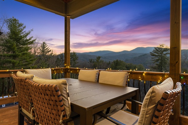 Enjoy meals al fresco with panoramic mountain views as your backdrop.