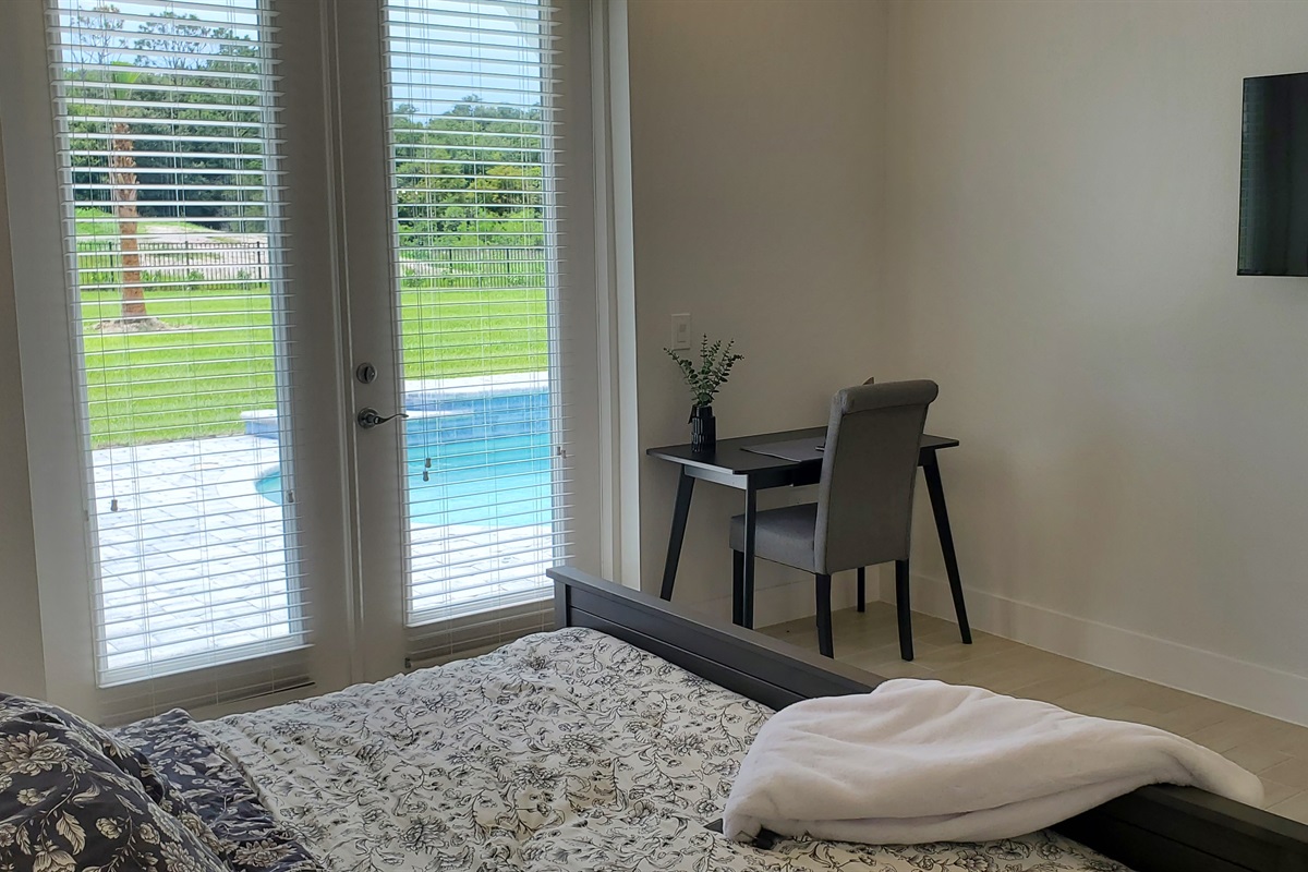 Master King bedroom and office desk/chair. 