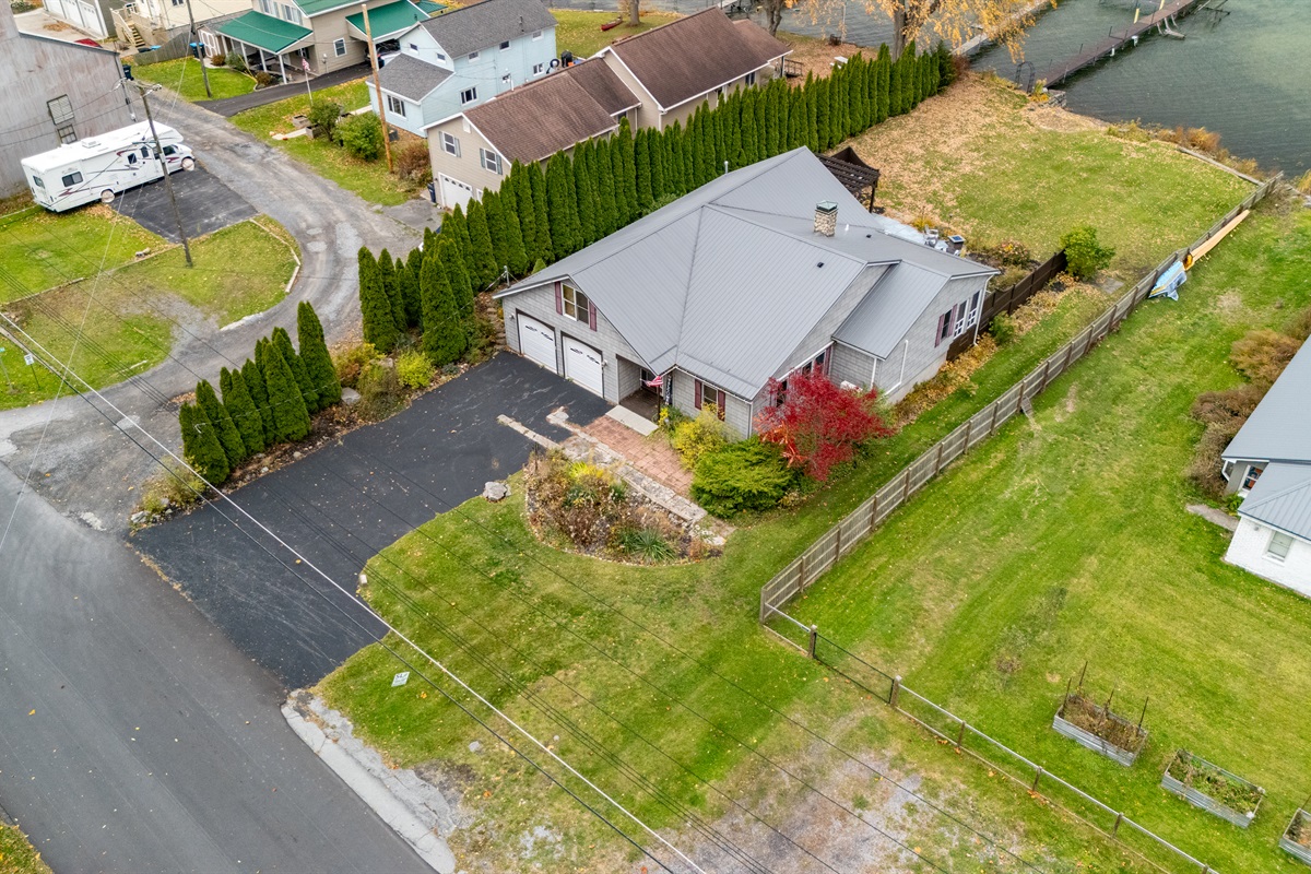 Arial view of the front of the house